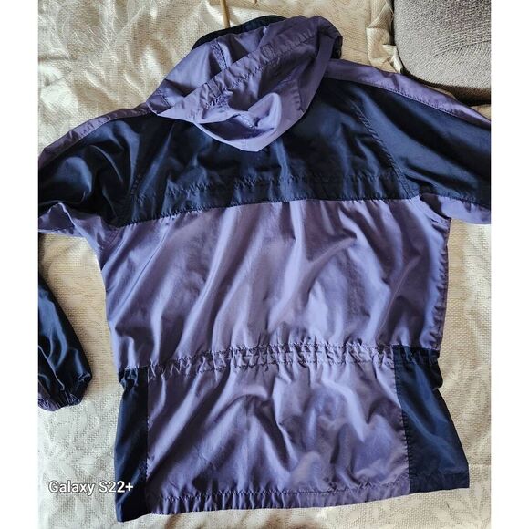 O38 Columbia purple/navy hooded zip-up utility jacket gathered waist activewear - Picture 7 of 11